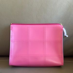 Estee Lauder Fuchsia Pink Faux Leather Cosmetic Makeup Bag